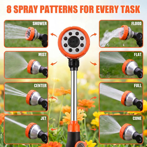 2 Pack Garden Hose Wand With Easy Grip Textured Handle Adjustable Watering Sprayer Eight Spray Patterns