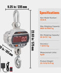 Digital Crane Scale 6600 Lbs 3000 Kg Heavy Duty Hanging Scale With Remote Control LED Display 5 Digit Readout 4 cm Tall Digits