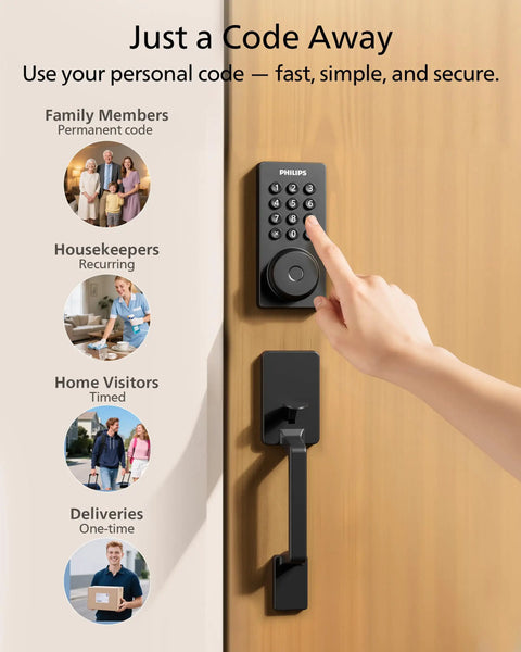 No Sweat Wireless Smart Front Door Lock Featuring Fingerprint Keyless Entry Deadbolt Smartphone App Control Auto Locking Latch Water Resistant Housing Quick Mount Hardware For Main Entry Door