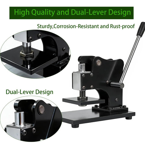 1.5 Ton Leather Die Cutting Machine With 12x9cm Leather Hand Press And Adjustable Pressure Stroke Includes 39 Piece Punch Tool Set