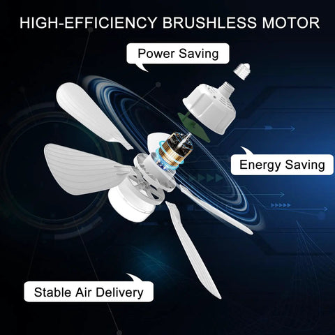 Easy Peasy 19 Inch Screw In Ceiling Fan Light Kit With Remote Control Dimmable Led Bulb showing high-efficiency brushless motor design.
