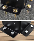 Close-up of 4 Pack Post Anchor Brackets Kit For 4x4 6x6 8x8 Wood Posts showing installation on deck surface.