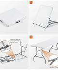 Beefy Folding Table 6Ft Heavy Duty 350 Lb Capacity With 18 Percent Thicker HDPE Waterproof Top, foldable design with lock features