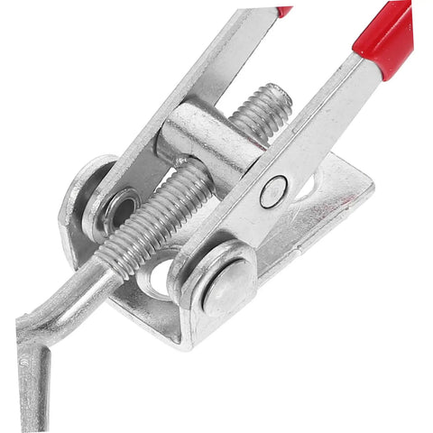 4 Pack Adjustable Metal Toggle Latch Clamps With Buckle Joint Design For Cabinets, Toolboxes, Doors, And Boxes, Heavy Duty Pull Latches, Easy Installation, Secure Locking, silver metal clamp close-up