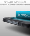 Close-up of Rugged Android RFID Scanner Tablet Workhorse With Impinj E710 UHF Reader And Zebra SE4710 Barcode Scanner, 8700mAh battery