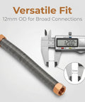 12mm Copper-Coated Exhaust Tube For Air Compressors, 3/4 Inch Line Kit shown with caliper measuring 12mm diameter