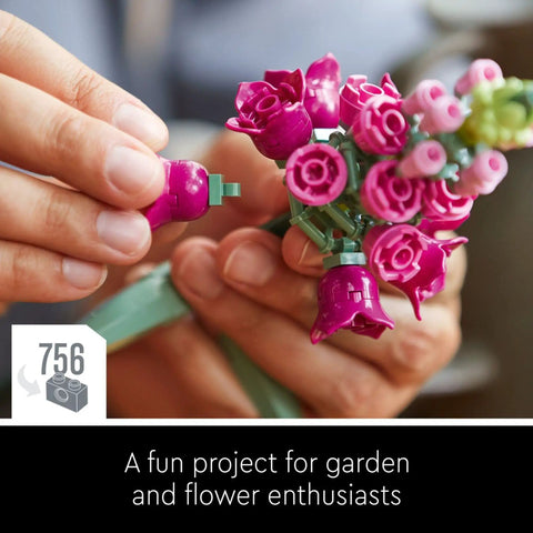 Botanical Flower Bouquet Building Kit With 15 Realistic Stems Like Roses Snapdragons Poppies Asters Daisies And Grasses For Adults A Dope Home Decor Craft Set That Feels Like A Real Life Florist Project, 756-piece pink flower close-up