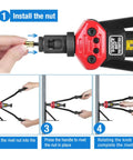 16 Inch Hand Blind Rivet Nut Setter Kit With 10 Mandrels For 110 Thread Inserts step-by-step use illustration
