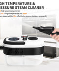 Supercharged Handheld Steam Cleaner With Beast Mode 2500 Watt Power and Snappy 15 Second Heat Up, handheld unit in use.