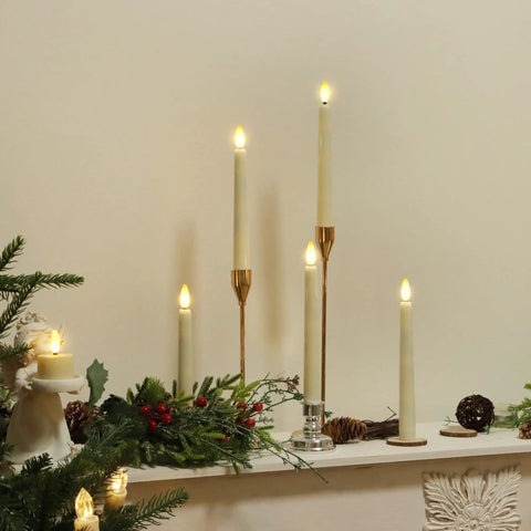 8 Piece Flameless Taper Candles With Two Remotes And Timer Eight Inch 3D Wick Floating Flicker Led Window Candles Battery Decor