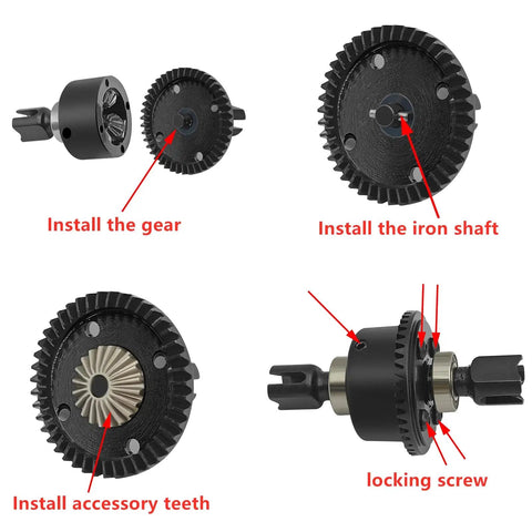 Installation steps for Carbon Steel Differential Gear Set 43T Main Diff Gear And 10T Input Gear For Arrma 1 8 RC Cars