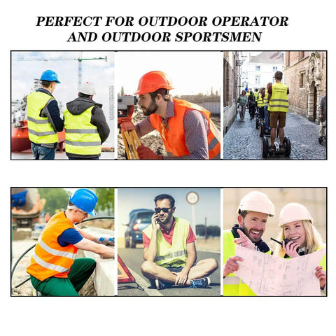 People wearing High Visibility Reflective Running Vest For Men And Women, 360 Degree Bright Safety Vest, Red, in various outdoor settings