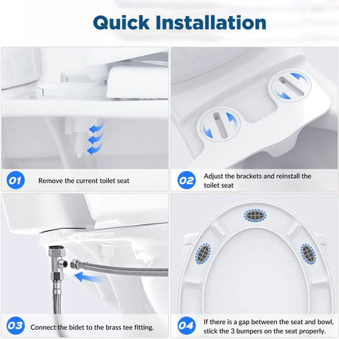 Non Electric Bidet Attachment For Toilet With Dual Nozzles, Posterior And Feminine Wash, Adjustable Water Pressure, Easy Install
