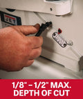 Adjusting depth of cut on Beefy 8-Inch Jointer With Straight Knives, 2 HP 230V Single-Phase, Model JWJ-8CS