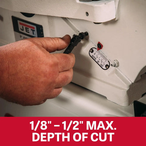 Adjusting depth of cut on Beefy 8-Inch Jointer With Straight Knives, 2 HP 230V Single-Phase, Model JWJ-8CS