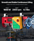2200lbs Electric Hoist With 328ft Wireless Remote Control 110V Lifting Crane for garage, warehouse, factory use, side view