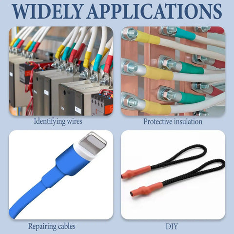 All In One 750 Piece Heat Shrink Tubing Kit With 12 Color Coded Sizes, waterproof adhesive lining, electrical applications