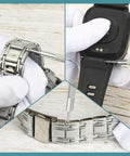 Watch Battery Replacement Tool Kit With Adjustable Case Opener, Band Strap Remover, Pry Back Case Opener And Precision Tweezers For Quick, Do It Yourself Watch Repairs.