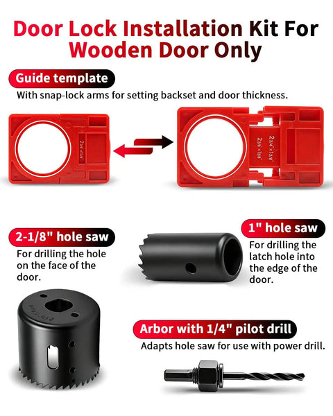 Heavy Duty Door Hinge Jig And Top Shelf Lock Installation Kit Crafted From Solid Aluminum Mortise Template for wooden doors and precise hole drilling.
