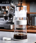 Cold Brew Drip Tower And Iced Coffee Maker With Adjustable Flow Control, 600 ML glass carafe and stainless steel filter.