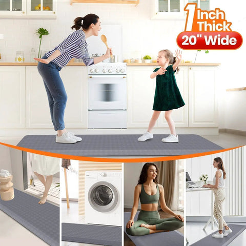 Anti Fatigue Kitchen Mat 72 By 20 Inches One Inch Thick Non Slip Heavy Duty Water Resistant Rug in kitchen and living spaces