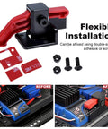 Easy Start ESC Trigger Power Switch For Traxxas TRX-4 1/10 RC Trail Crawler, Quick Start Button with adhesive, screws and before-after installation view.