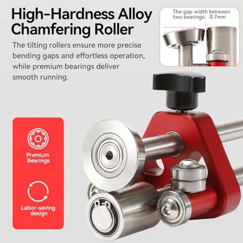 Sheet Metal Roller Bender One Station With 0 To 100 Degree Bending Range And 7mm To 130mm Capacity, close-up view with alloy handle.