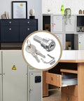 Stainless Steel Cabinet Lock Kit With 180 Degree Rotation Drawer Linkage Lock Unlock Cylinder Includes 2 Keys And Fastening Tab