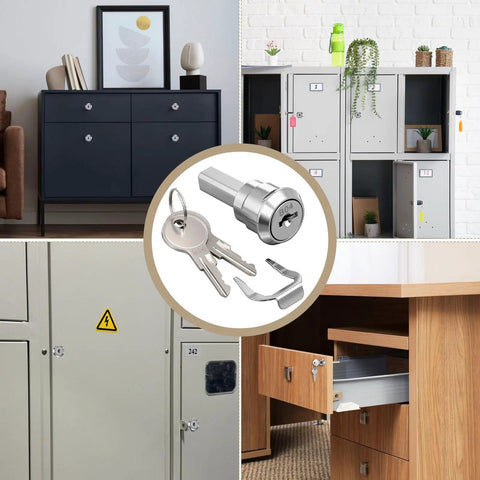 Stainless Steel Cabinet Lock Kit With 180 Degree Rotation Drawer Linkage Lock Unlock Cylinder Includes 2 Keys And Fastening Tab