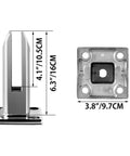 4 Pack Glass Railing Clamps For 8 To 12 Mm Glass Thickness 304 Stainless Steel Spigots, side and base view dimensions shown