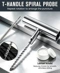 T-handle spiral probe tool from Heavy Duty 70 Piece Tubeless Tire Repair Kit With T Handle Puller And Rubber Plugs for easy puncture repair.