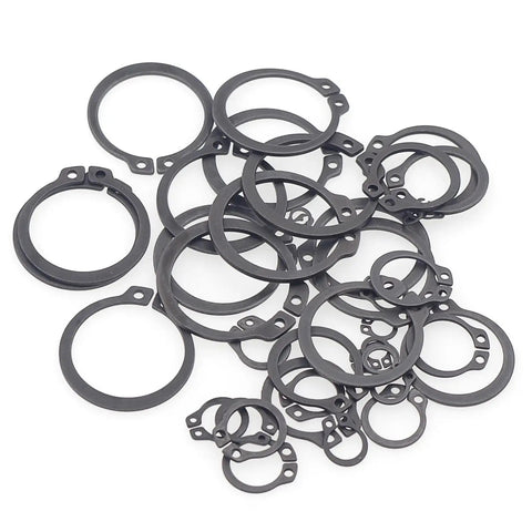 290 Piece C Clips External Retaining Ring Assortment Kit Heavy Duty Black Alloy Steel 15 Sizes 4mm To 18mm shown in various sizes
