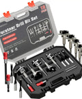 Professional Forstner Drill Bit Set Wicked Sharp Heat Treated Carbon Steel Boring Bits in a carry case, 10 pieces for woodworking.
