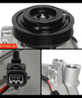 No Hassle Turnkey Air Conditioner AC Compressor With Clutch For Nissan Rogue 2.5L showing six groove pulley and connector detail.