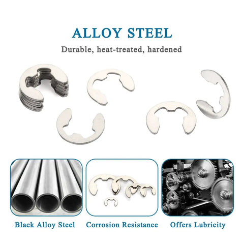 Stainless Steel External Circlips E Clip Set For 6mm Shafts 1mm Thick Heavy Duty Snap Rings Retaining Rings Corrosion Resistant