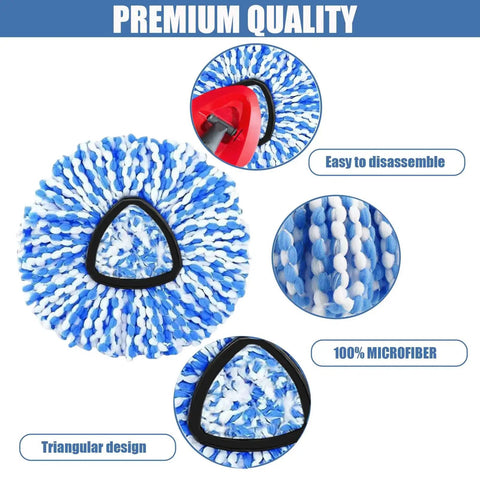 4 Pack Spin Mop Replacement Heads For RinseClean 2 Tank Spin Mop System Premium Grime Busting Microfiber For Deep Cleaning Strong Absorption Works On Wood And Tile Floors Machine Washable Easy To Replace, triangular microfiber mop head
