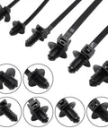 60 Pack Push Mount Zip Ties Nylon Cable Ties For Wire Harnesses Black Snap In Car Mount Ties Automotive Fasteners Durable Nylon