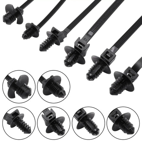 60 Pack Push Mount Zip Ties Nylon Cable Ties For Wire Harnesses Black Snap In Car Mount Ties Automotive Fasteners Durable Nylon
