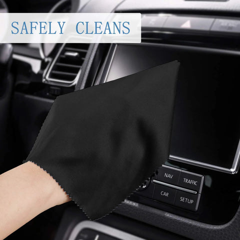 Frienda black microfiber cleaning cloth for glasses, 6x7 inches, used to clean lenses and electronic screens.