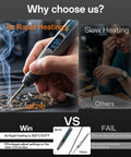 Cordless Soldering Iron Kit With 8S Rapid Heating And 3200mAh USB C Battery comparing heating speed in electronics repair.