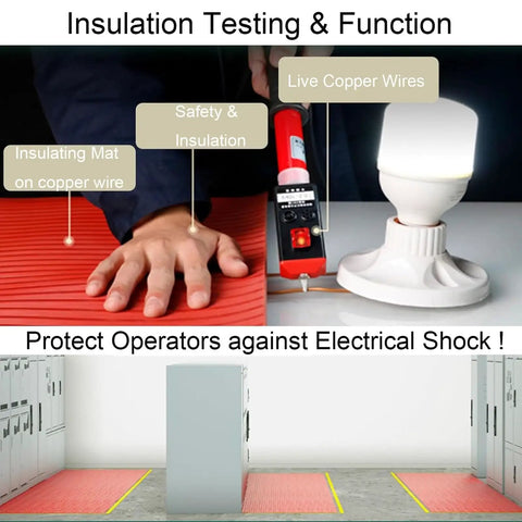 Hella Durable Rubber Insulating Mat For Electrical Safety Built Straight Tough Non Slip Flooring With High Voltage Shock Shield in use during testing.