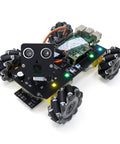 Front view of Freenove Mecanum wheel robot car kit for Raspberry Pi with camera and four mecanum wheels
