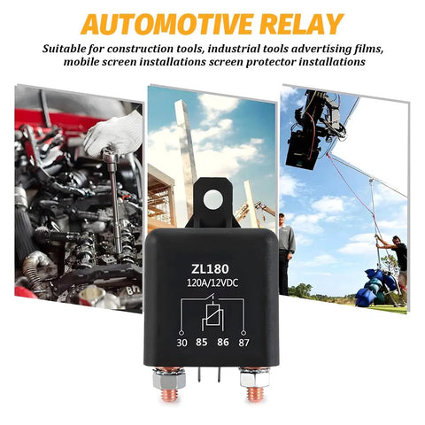 Heavy Duty 12 Volt Relay Switch 2 Pack 200 Amp SPST 4 Terminal Split Charge Starter Relay Built Tough Nylon Housing for automotive use.