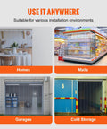 Clear PVC Strip Curtain 12 Pack For Walk In Freezers, Coolers And Warehouse Doors shown in home, mall, garage, cold storage environments.