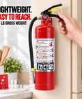 Tough As Nails ABC Dry Chemical Fire Extinguisher 4 Pack Rated 3A 40BC with instruction label in kitchen setting.