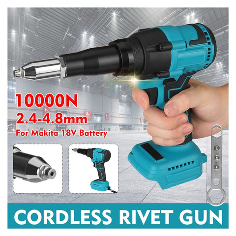 Cordless Rivet Nut Gun With Knockout Led Working Light And No Fuss One Hand Operation Hella Strong Copper Motor Plus Non Slip Silicone Handle For Quick Tight Sheet Metal Grind in hand, showcasing design and functionality