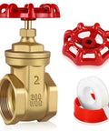 Built To Last 2 Inch Brass Gate Valve NPT 200 WOG Manual Rotary Sluice Valve With Wheel Handle and accessories