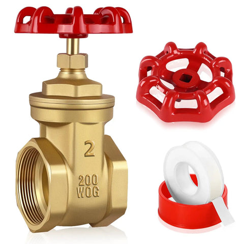 Built To Last 2 Inch Brass Gate Valve NPT 200 WOG Manual Rotary Sluice Valve With Wheel Handle and accessories
