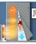 Magnetic Thermal Insulated Door Curtain Fits 32 X 80 Inch Door Curtain Size 34 X 82 Inches Five Layer Oxford and Cotton Cover Insulation for Winter Doorways Attics Keeps Cold Air Out Grey with visual of heat retention