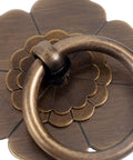Close-up of Vintage Metal Cabinet Pulls With Lotus Ring Handles Antique Bronze Drawer Knobs For Kitchen And Dresser Furniture